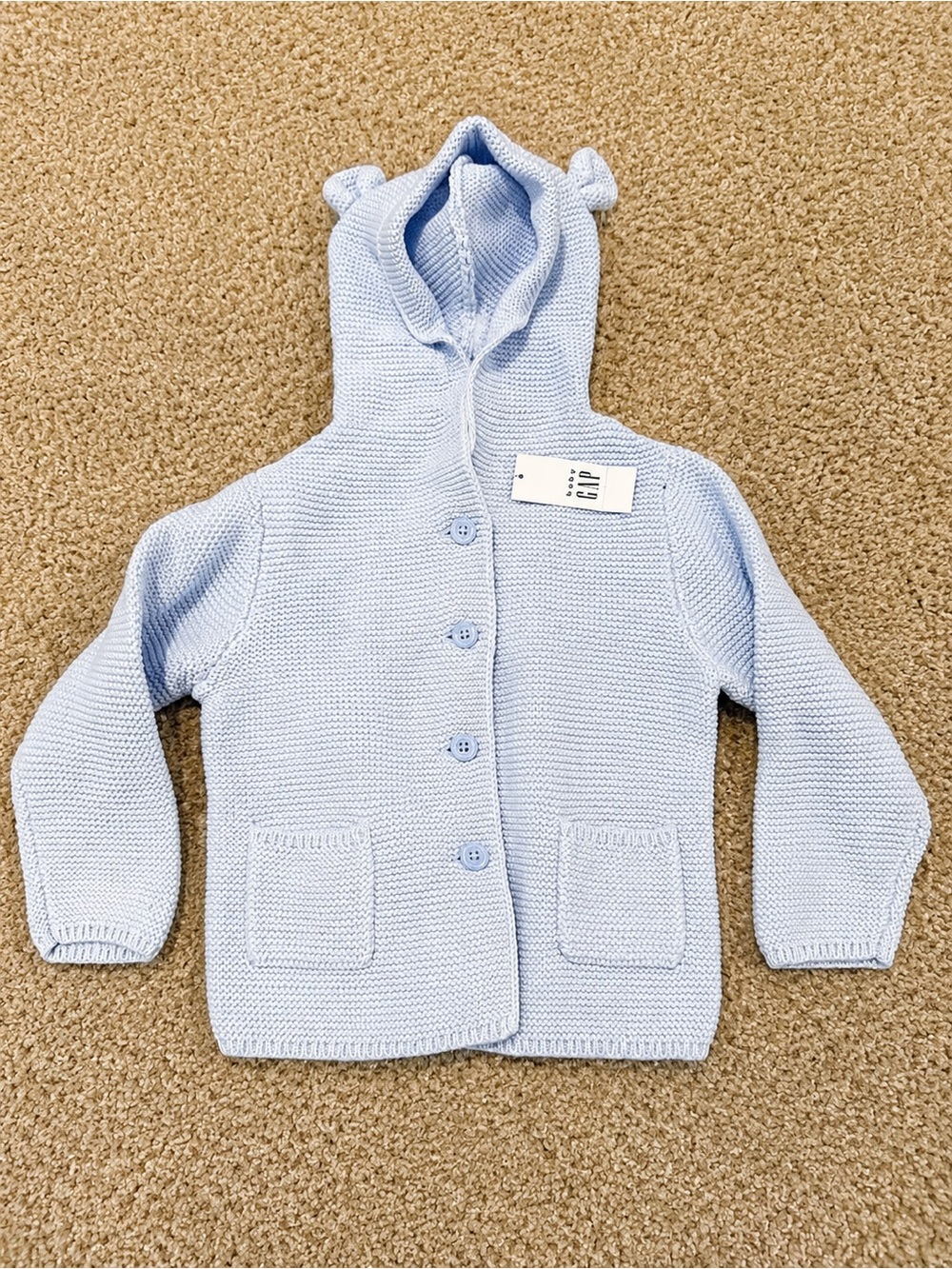 GAP Baby Knit Hooded Cardigan in Baby Blue 18-24 months